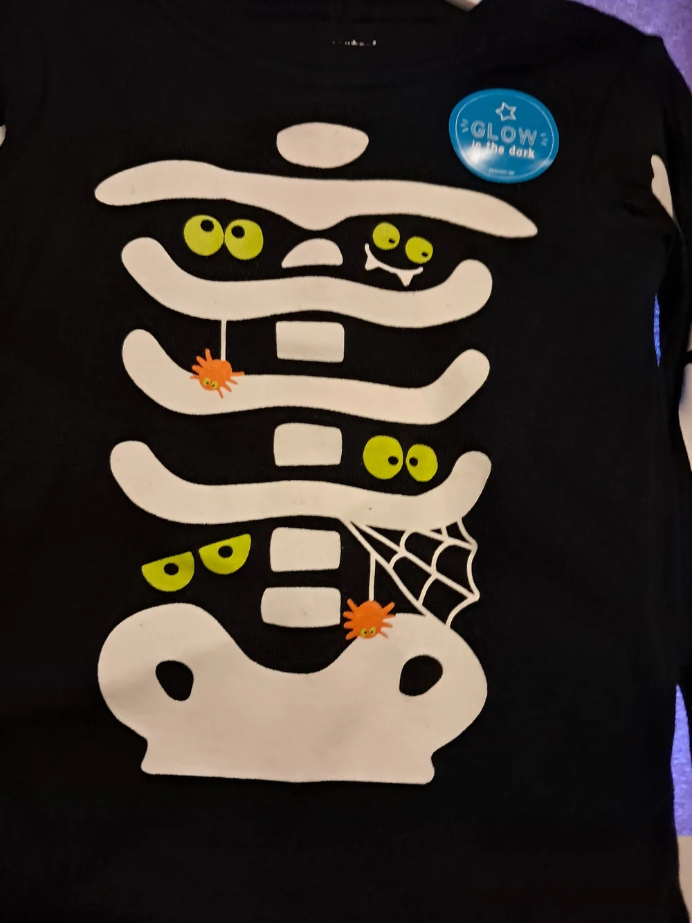 Carter's Black Glow-In-The-Dark Skeleton 2 Piece with Neon Green Eyes